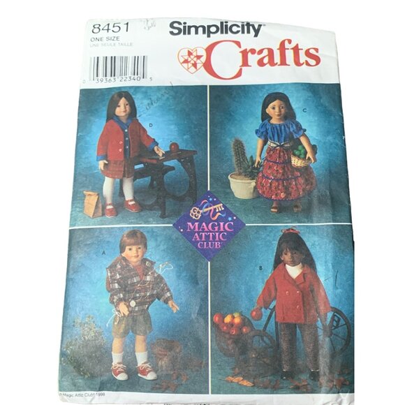 Simplicity Magic Attic Club 8451 18" Doll Clothes Sewing Pattern - Picture 1 of 2